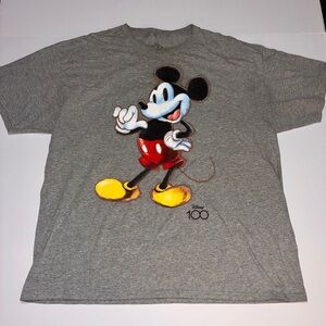 Disney Gray Mickey Mouse 100th Anniversary Graphic Tee